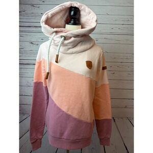 Wanakome‎ Cowl Neck Hoodie Sweatshirt Womens Small Leather Pullover Hooded